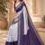 White purple linen digital print work saree with unstitched blouse piece