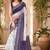 White purple linen digital print work saree with unstitched blouse piece