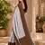 White brown linen digital print work saree with unstitched blouse piece