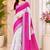 White pink linen digital print work saree with unstitched blouse piece