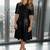 Women’s genuine black soft lambskin leather midi half sleeveless dress