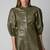 Women’s genuine lambskin green leather bodycon sleeveless mini dress