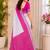 White pink linen digital print work saree with unstitched blouse piece