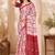 White red linen digital print work saree with unstitched blouse piece