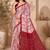 White red linen digital print work saree with unstitched blouse piece