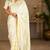 White silk with zari weave work saree with unstitched blouse piece
