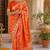 Orange silk with zari weave work saree with unstitched blouse piece