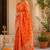 Orange silk with zari weave work saree with unstitched blouse piece