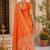 Orange silk with zari weave work saree with unstitched blouse piece