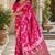 Pink silk with zari weave work saree with unstitched blouse piece
