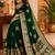 Green silk with zari weave work saree with unstitched blouse piece