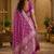 Purple silk with zari weave work saree with unstitched blouse piece