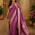Purple silk with zari weave work saree with unstitched blouse piece