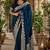 Blue silk with zari weave work saree with unstitched blouse piece
