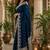 Blue silk with zari weave work saree with unstitched blouse piece