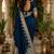 Blue silk with zari weave work saree with unstitched blouse piece