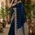 Blue silk with zari weave work saree with unstitched blouse piece