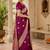 Wine silk with zari weave work saree with unstitched blouse piece