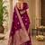 Wine silk with zari weave work saree with unstitched blouse piece