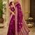 Wine silk with zari weave work saree with unstitched blouse piece
