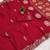 Red satin with zari embrodery work saree with unstitched blouse piece