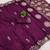 Wine satin with zari embrodery work saree with unstitched blouse piece