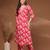 Red floral printed cotton stitched kurta set with palazzo for women