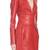 Women’s genuine lambskin red deep neck dress