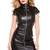 Women’s black color genuine leather short sleeve dress