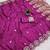 Pink satin with zari embrodery work saree with unstitched blouse piece