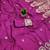 Pink satin with zari embrodery work saree with unstitched blouse piece