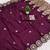 Wine satin with zari embrodery work saree with unstitched blouse piece