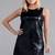 Women’s genuine lambskin black dresssleeveless dress
