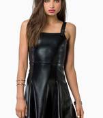 Women’s genuine lambskin black dressmini dress