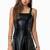 Women’s genuine lambskin black dressmini dress