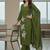 Olive floral printed cotton stitched kurta set with palazzo & dupatta for women