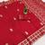Red satin with zari embrodery work saree with unstitched blouse piece