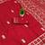 Red satin with zari embrodery work saree with unstitched blouse piece