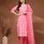 Pink floral printed cotton stitched kurta set with palazzo & dupatta for women