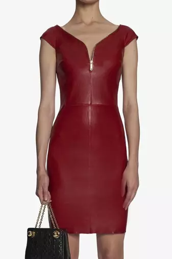 Enuine burgundy dressv-neckline dress