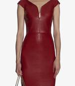 Enuine burgundy dressv-neckline dress