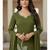 Olive floral printed cotton stitched kurta set with palazzo & dupatta for women