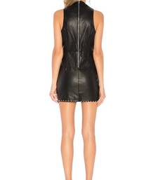 Women’s genuine lambskin black dressmini studded dress