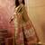 Green viscose silk position print saree with contrast blouse piece