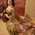 Green viscose silk position print saree with contrast blouse piece