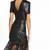 Women’s genuine lambskin black dressshort sleeve fringe dress for women