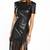 Women’s genuine lambskin black dressshort sleeve fringe dress for women