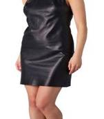 Women’s genuine lambskin black dresssleeveless dress for women