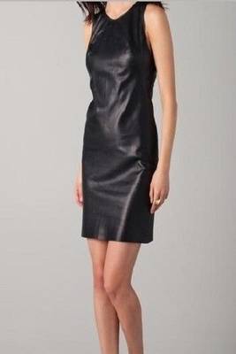 Women’s genuine lambskin black dresssleeveless dress for women 2