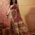 Purple viscose silk position print saree with contrast blouse piece